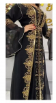 Pikk Maroko Dubai must Farasha Kaftani kleit Abaya Stiilne k&auml;sitsit&ouml;&ouml; kleit XS