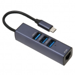 4-&uuml;hes USB C-jaotur RJ45 Gigabit Etherneti port 3 USB-porti USB C-Ethernet-adapter salvestusauguga