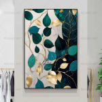 Leht Rohelises Marmoris Kuldne Plakat Seinakujundus Abstraktne Lehtede L&otilde;uendimaal Rohelised Lehed Lilled Plakatid ja Prindid Seinakunst 30x45cm No Frame