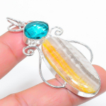 Bumblebee Jasper, Tourmaline 925 Sterling Silver Pendant 2.52 i1d76