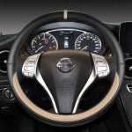 for Nissan March Micra K10 K11 K12 K13 K14 PU Leather Car Steering Wheel Cover Fast Shipping Auto Accessories D Shape Black black