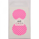 Masking Tape - MT - CASA SEAL - Sticker rond en washi pois fond rose - Papier adh&eacute;sif d&eacute;coratif