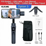 F10 3-teljeline k&auml;eshoitav kardaanstabilisaator nutitelefonile, mobiiltelefoni selfipulk Androidi ja iPhone'i telefonidele, Vlogitamine, v&auml;rinavastane videosalvestus F10-Mini tripod-Bag