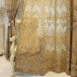 Euroopa Villa Kodu Dekoratsioon Pruun &Otilde;&otilde;nes Žakaarmustriline &Otilde;huke Kardin, Valge Elegantne Žakaarmustriline Tikandiga Voile Kardin, Elutoa Magamistoa Kaunistamiseks 100*200CM