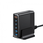 140W GaN laadija lauaarvuti s&uuml;learvuti kiirlaadija 5 &uuml;hes PPS PD QC kiirlaadimine iPhone 16 15 14 13 Pro Max telefonilaadija Xiaomi Samsung EU Plug must