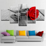 5 paneeli punast roosi lille tr&uuml;kitud maal Seinakunst Modulaarne HD plakat Kodukaunistus L&otilde;uend Pildid Elutuba Moodne sisekujundus Ilma raamita 20x35cm*2 20x45cm*2 20x55cm*1
