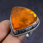 Baltic Amber handmade 925 Sterling Silver Jewelry Ring Size 8 A9j43