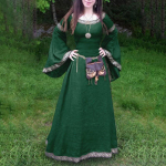 Naiste keskaegne renessanss pikk maksikleit vintage flare varrukatega gooti peokleidid 5XL roheline