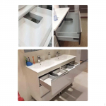 U Shape Basin Drain Pipe Cover for under Sink, Drawer Pull Out Cutout Parts Gray Baffle Drainage Height 8.88 cm