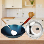 Gas Compatible Iron Wok Pan for Versatile Cooking in Kitchen and Restaurant Pot Diameter 30cm