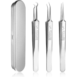 Acne and blackhead remover with 3 tweezers,facial nose and blackhead precision professional facial extraction setpore defects tip needle clip scraper Acne needle