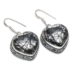Black Rutile Gemstone Handmade 925 Sterling Silver Jewelry Earring 1.69 k2a19