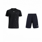 Under Armour Laheda L&otilde;ikega Prinditud T-s&auml;rk ja Treeningp&uuml;kside Komplekt Meestele Aktiivriided Must 21500201-001+21500531-001 S