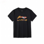 Li Ning spordimoe seeria T&auml;hega logo Multikakujuline tr&uuml;kiga Vabaaja l&uuml;hikeste varrukatega T-s&auml;rk Unisex Topid Must AHSU837-1 M