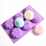 6 &otilde;&otilde;nsusega 3D lillekujuline silikoonist seebivorm DIY fondantkoogi vorm seebi valmistamiseks