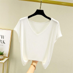 Naiste Summer Solid V kaelusega Basic T-s&auml;rk Modal Loose Tee Tops Casual aluss&auml;rk 2XL