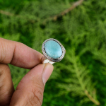 Emadep&auml;eva allahindlus Looduslik Larimar Sterlingh&otilde;bedast Bezel Virnastatav S&otilde;rmus Ehted Adjustable
