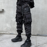 Mitme taskuga paelad sidemed taktikaline techwear cargo p&uuml;ksid meestele Harajuku punk hip hop dressip&uuml;ksid pantalons vabaaja t&auml;navar&otilde;ivad S gray