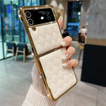 Luksuslik kullatud teemantnahast &uuml;mbris Samsung Z Flip 6 Flip 5 Flip 4 3 jaoks, p&otilde;rutuskindel Flip6 telefoni kate Coque For Galaxy Z Flip 5
