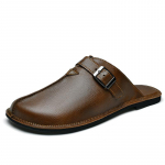 Meeste Nahast Poolkingad Mules Suur Suurus 46 47 Tagantlahtised Loafersid Sussid Avatud Tagak&uuml;ljega Vabaajajalatsid Klipid Sandaalid Slip-On Lamedad 38