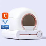 65L Automaatne Nutikas Isepuhastuv Kassiliivakast - Suletud Disain, Rakenduse Juhtimine, Iooniline L&otilde;hn, Lemmiklooma Tualett White