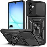 Coque de Protection - BOOLING - Samsung Galaxy A17 4G/5G - avec Anneau et Cache Cam&eacute;ra - Noir