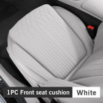 For Tesla Car Cushion Nappa Leather Breathable Non-slip Car Seat High Rebound Pad Seat Cushion Four seasons Universal Auto Seat 1PC White Front