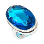 Swiss Blue Topaz Gemstone Handmade 925 Sterling Silver Ring Size 3.5 l2s17