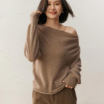 Qinghe 100% puhas ka&scaron;miir naiste kampsun - &Uuml;lipehme luksuslik talvine pullover L pruun