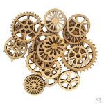100pcs Mixed Unfinished Blank Wood Wooden Gear Embellishments for crafts