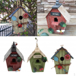 3 Pieces Country Cottages wooden bird House Hanging Birdhouse Condo A B D