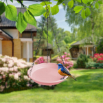 Bird Feeder And Bath, Food Tray, Hanging Bath in The Garden, for Lawn. Brown Red