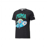 Puma Multifilmi Anime Prindiga Slim Fit &Uuml;mar kaelusega Puuvillane Mugav Hingav Korvpalli L&uuml;hikeste varrukatega T-s&auml;rk Meeste Topid Must 535442-01 L