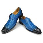 Moodsad Populaarsed Krokodillimustriga Meeste Nahast Kingad Terava Ninaga Monk-rihmaga Oxfords Kingad Itaalia Stiilis Loafers Sapato Social Masculino 43 sinine