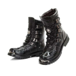 Meeste mootorrattasaapad Mood Keskmise s&auml;&auml;rega Punk Rock Punk PU Nahk Must K&otilde;rge s&auml;&auml;rega Meeste Vabaajasaapad Terasest varbaotsaga kingad Botas Hombre 38 must