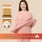 Yiershuang Women's Plus Size Pure Cotton Antibacterial Round Neck Thermal Set 5XL