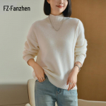 Fanzhen Women's 100% Wool Thickened Turtleneck Sweater L