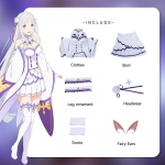 Re Life In A Different World From Zero Emilia pool-p&auml;kapikk t&uuml;druk Naine Naised Karneval Cosplay kost&uuml;&uuml;m t&auml;iskomplekt XXL