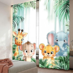 2 tk Kapriissed multika loomade safaripargi prindiga kardinad Multifilm Safariloomaaed Teema Elutuppa Magamistuppa 53x116cm 2pc21x46in&Rod Pocket