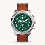 Fossil Bronson Kronograaf Roheline sihver Nahkrihm Kvarts FS5738 Meeste k&auml;ekell