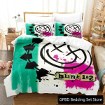 3D-prindiga Blink-182 Voodipesukomplekt Kahekohaline Twin King Tekikott Tekk Padjap&uuml;&uuml;rid Poistele T&uuml;drukutele T&auml;iskasvanute Magamistuba 70x133cm