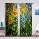 Starry Night Voile kardin Prinditud Van Gogh Stars Kunst dekoratiivsed &scaron;ifoonist t&uuml;llkardinad elutoa magamistoa k&ouml;&ouml;gi sisekujunduseks 1 PCS W100XH250cm&Grommet Top