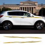 2 TK Auto Kleebised K&uuml;ljeukse V&ouml;&ouml;liini Stiil Kujundus Autotarvikud Vin&uuml;&uuml;lkile Kleebised Kate Kia Sportage 3 4 LX S EX jaoks Gold Silver