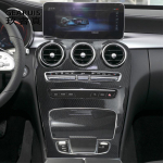 S&uuml;sinikkiust auto keskkonsooli veetassi hoidja multimeedia paneeli katte trimm Mercedes Benz C klassi GLC X253 W205 jaoks A Silver Not clock