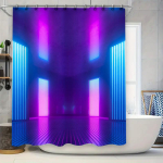 Luksuslik LED-du&scaron;ikardin Futuristlik Retrostiil Roosa ja Sinise Valgustusega Eriti Pikk Veekindel Vannitoa Dekoratsioon 90x180cm