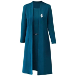 Naiste Kleit-mantel &uuml;likond Kevads&uuml;gis Elegantne &uuml;hev&auml;rviline Keskealised Naiste Avatud Eest Pikk Kardigan O Kaelusega Varrukateta Kleidikomplekt 3XL black