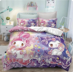 Kuromi Tekikate Multikas Armas Sanrio Tr&uuml;kitud Tekk Pol&uuml;ester Voodipesu Kaksiksuurus Lastele Kingitus Erinevad Suurused EU Single(135*200cm)3pcs