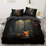 Loom Rebane Voodipesukomplekt King Queen Suurus 3D Armas Oranž Fennec-rebane Tekikate Lastele Teismelistele T&auml;iskasvanutele Magamistoa Kaunistus Tekikate EU Single(135*200cm)3pcs gray