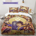 Doctor Who Mustriga Voodipesu Tekikott Komplekt Tekikott Padjap&uuml;&uuml;r Kodu Kaunistus Kingitus (1 * tekikott + 2 * padjap&uuml;&uuml;ri, ilma s&uuml;damikuta) 135x200cm
