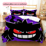 Gengar Pok&eacute;moni Muster Voodipesu Kodu Kaunistus S&uuml;nnip&auml;evakingitus (1 * tekikott + 2 * padjap&uuml;&uuml;ri, ilma s&uuml;damikuta) 135x200cm
